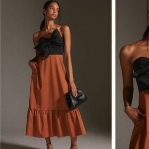 NWT Hutch Black and Brown Colorblocked dress with bow